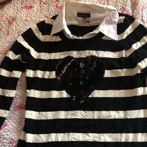 Slightly used INC stripe shirt w/ sequined heart